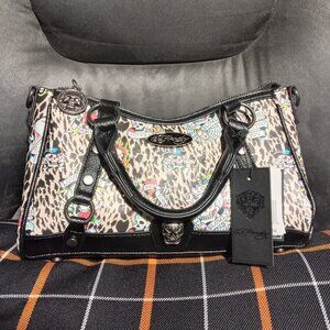 Ed Hardy -Satchel Leopard Print with Black NWT